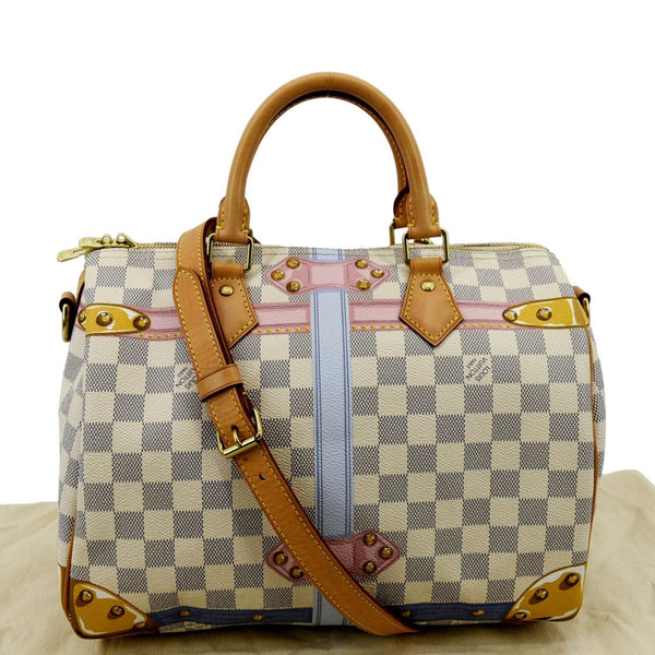 LOUIS VUITTON Summer Trunks Speedy Damier Azur Satchel Shoulder Bag White