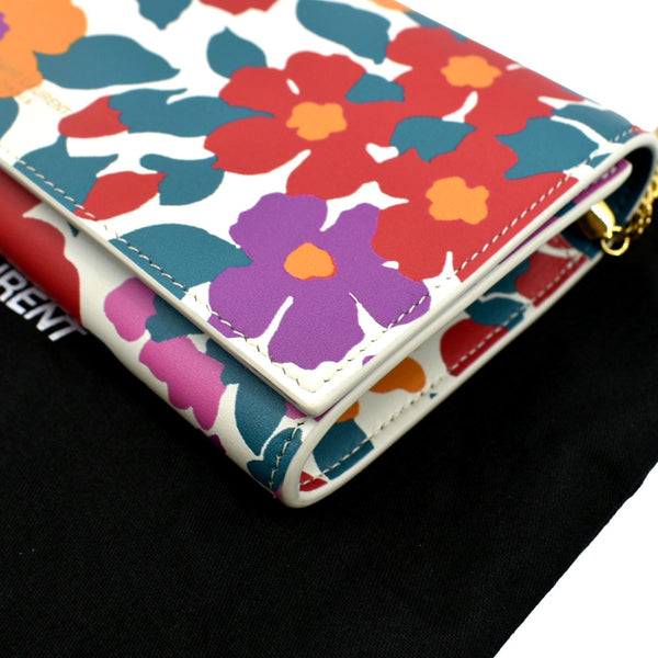YVES SAINT LAURENT Floral Print Leather Shoulder Bag Multicolor
