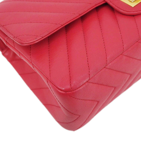 CHANEL 2.55 Reissue Double Flap Chevron Leather Shoulder Bag Pink