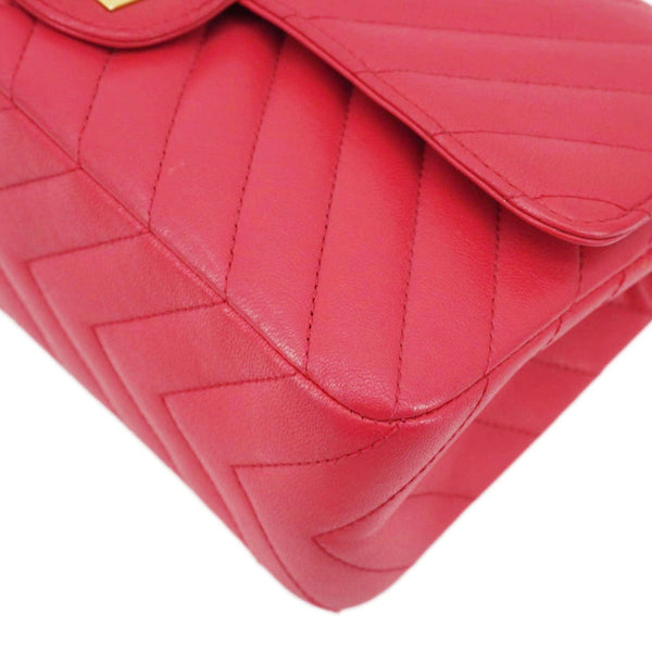 CHANEL 2.55 Reissue Double Flap Chevron Leather Shoulder Bag Pink