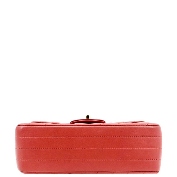 CHANEL Rectangular Flap Mini Quilted Chevron Leather Shoulder Bag Red