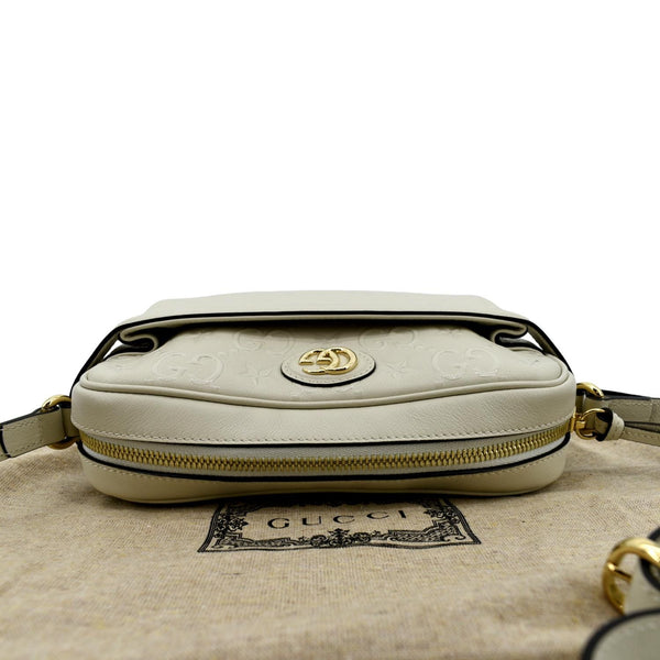 GUCCI GG Star Leather Crossbody Bag Beige 675776
