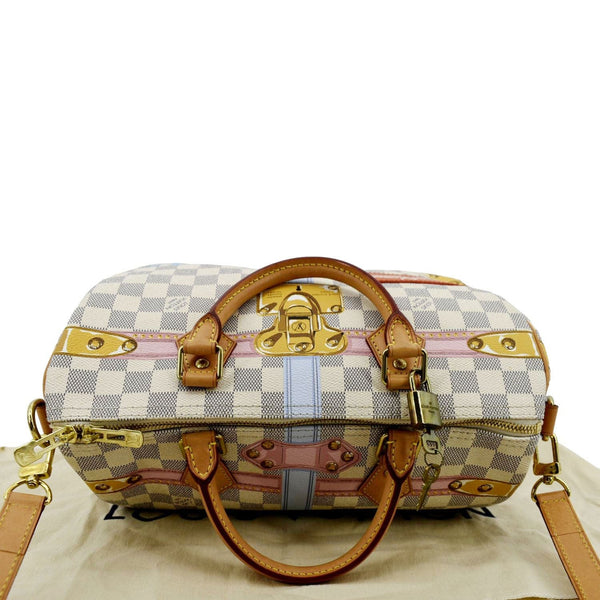 LOUIS VUITTON Summer Trunks Speedy Damier Azur Satchel Shoulder Bag White