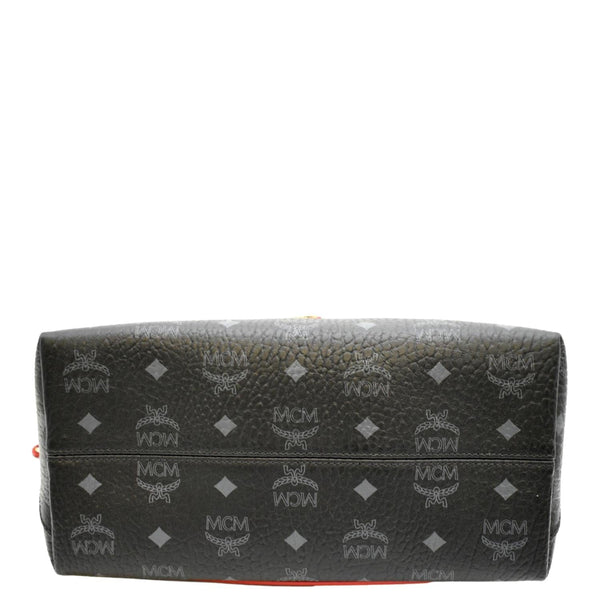 MCM Klara Visetos Medium Monogram Leather Hobo Bag Black