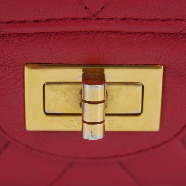 CHANEL 2.55 Reissue Double Flap Chevron Leather Shoulder Bag Pink