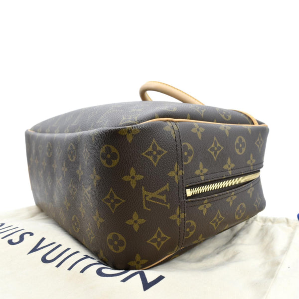 LOUIS VUITTON Deauville Boston Monogram Canvas Satchel Bag Brown