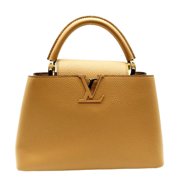 LOUIS VUITTON Capucines MM Taurillon Leather Satchel Bag Golden