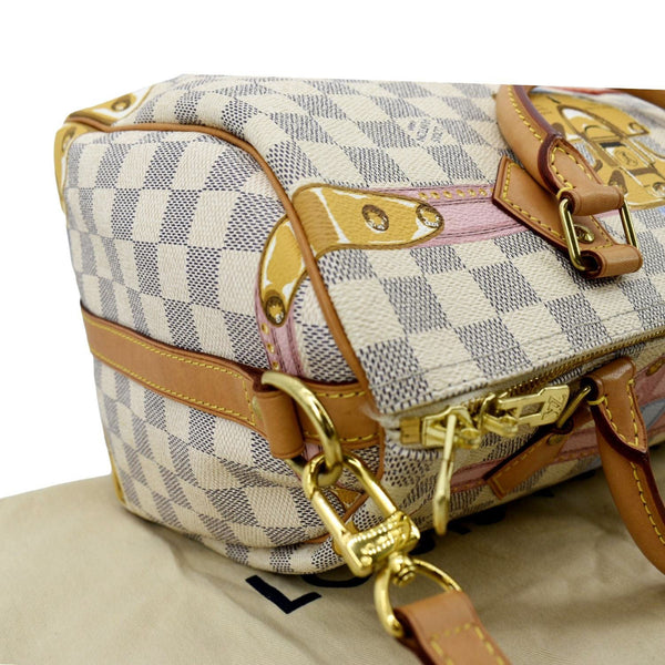 LOUIS VUITTON Summer Trunks Speedy Damier Azur Satchel Shoulder Bag White
