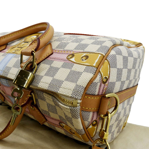LOUIS VUITTON Summer Trunks Speedy Damier Azur Satchel Shoulder Bag White