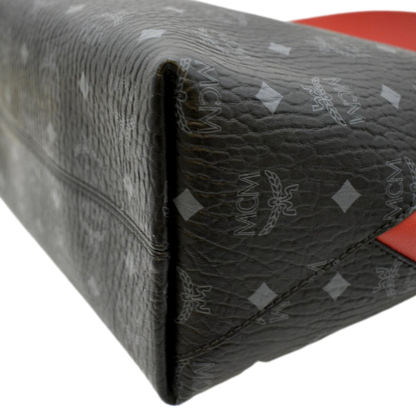 MCM Klara Visetos Medium Monogram Leather Hobo Bag Black