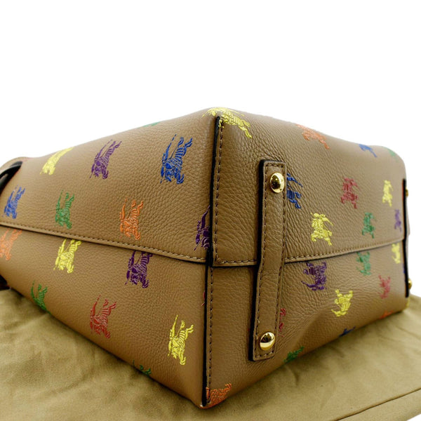 BURBERRY Horse Rainbow Baby Belt Printed Leather Tote Bag Camel