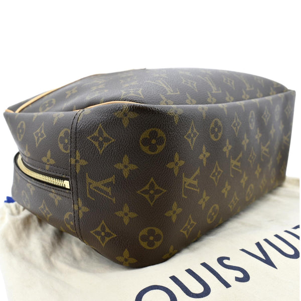 LOUIS VUITTON Deauville Boston Monogram Canvas Satchel Bag Brown