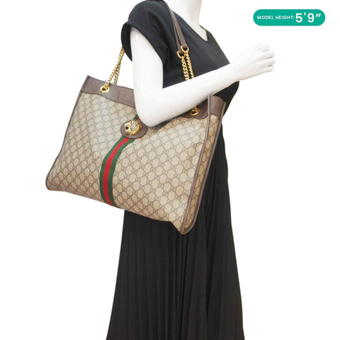 GUCCI Rajah GG Supreme Canvas Tote Shoulder Bag Beige 537219