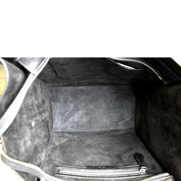 CELINE Drummed Mini Luggage Calfskin Leather Tote Bag Black