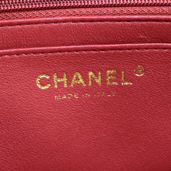 CHANEL Mini Top Handle Rectangular Flap Quilted Leather Crossbody Bag Red