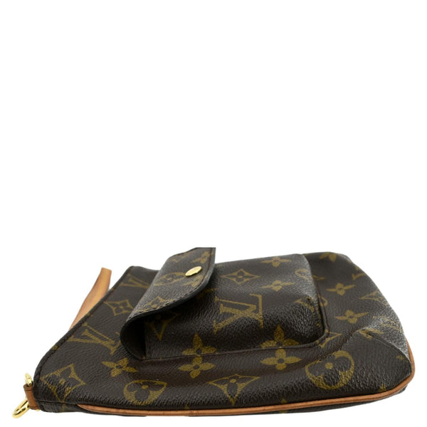LOUIS VUITTON Partition Monogram Canvas Wristlet Clutch Bag Brown