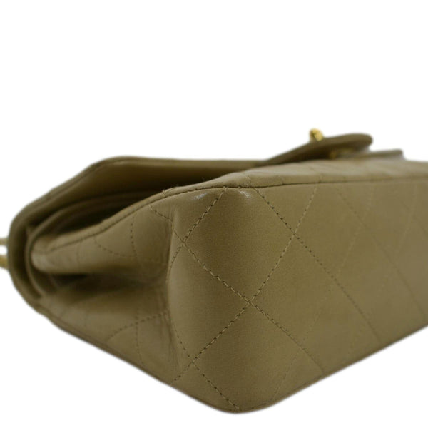 CHANEL Classic Double Flap Leather Shoulder Bag Taupe