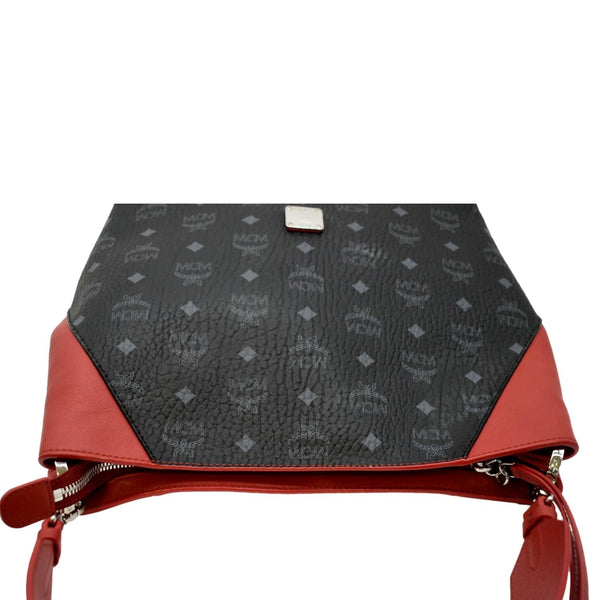 MCM Klara Visetos Medium Monogram Leather Hobo Bag Black