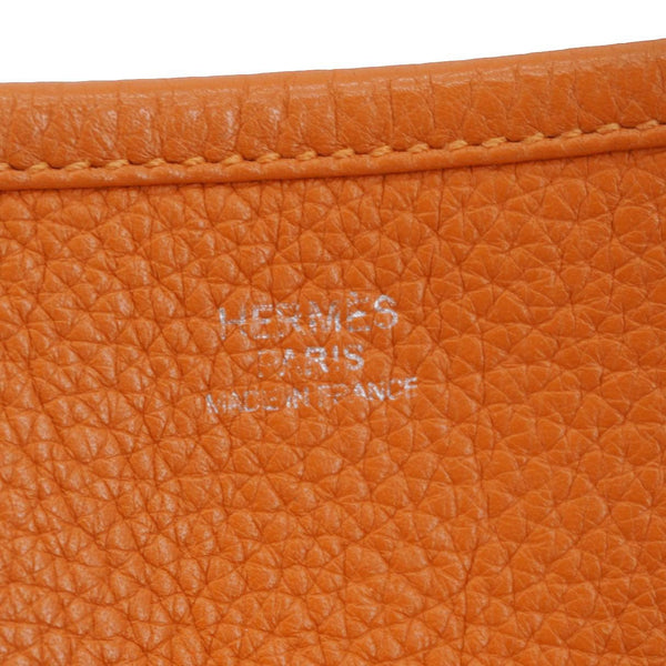 HERMES Evelyne III PM Taurillon Leather Crossbody Bag Orange Poppy