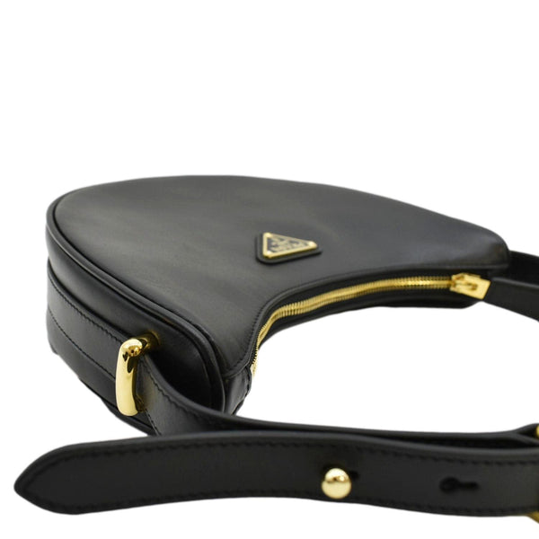 PRADA Arque Leather Shoulder Bag Black