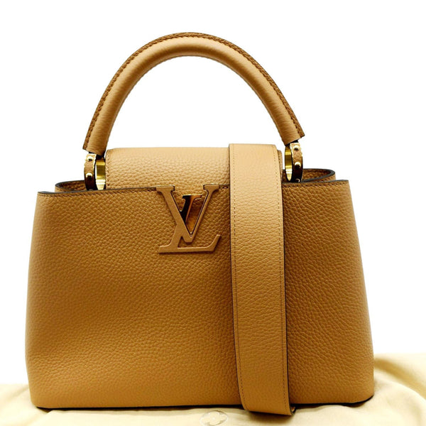 LOUIS VUITTON Capucines MM Taurillon Leather Satchel Bag Golden
