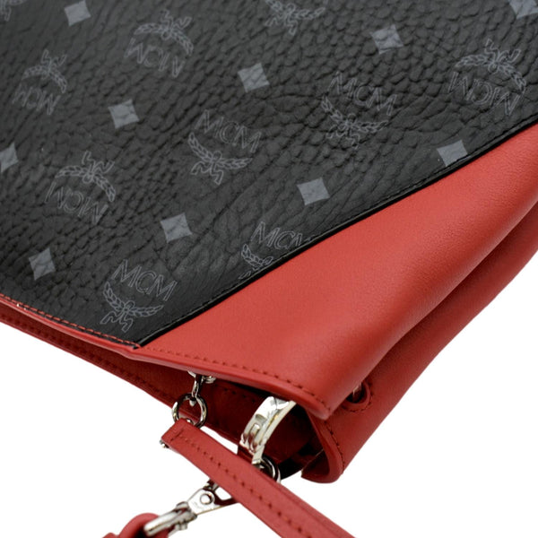 MCM Klara Visetos Medium Monogram Leather Hobo Bag Black