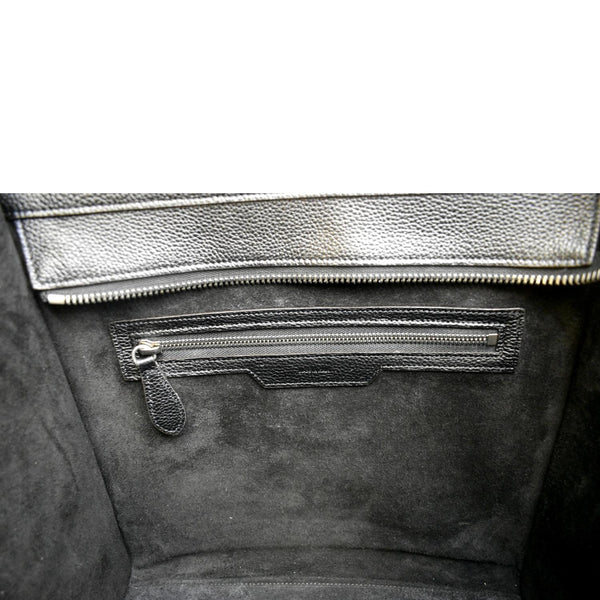 CELINE Drummed Mini Luggage Calfskin Leather Tote Bag Black