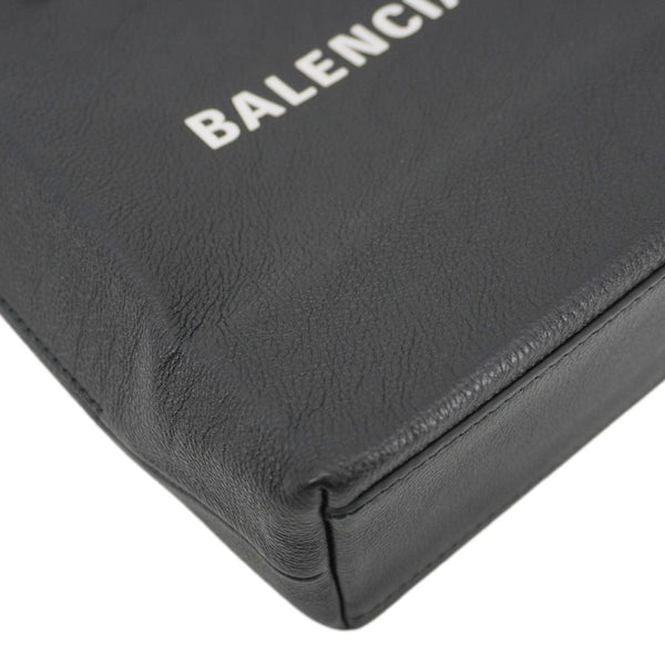 BALENCIAGA Leather Shopping Tote Shoulder Bag Black