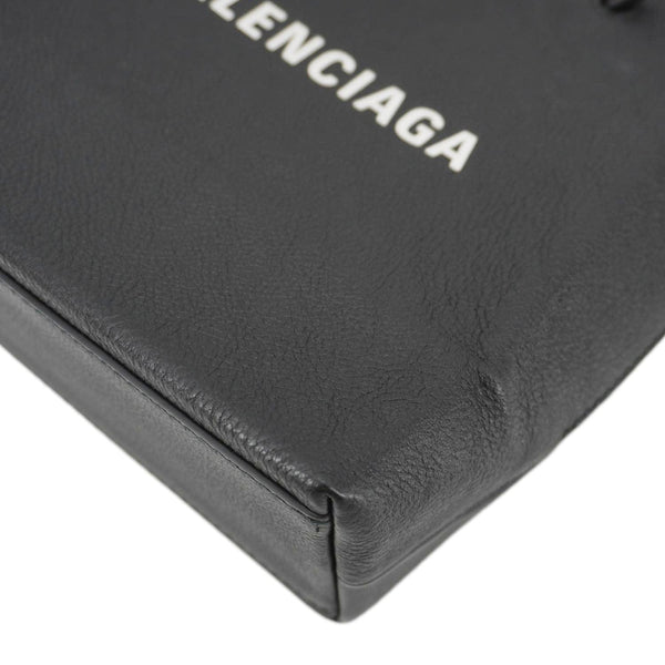 BALENCIAGA Leather Shopping Tote Shoulder Bag Black