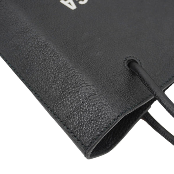 BALENCIAGA Leather Shopping Tote Shoulder Bag Black