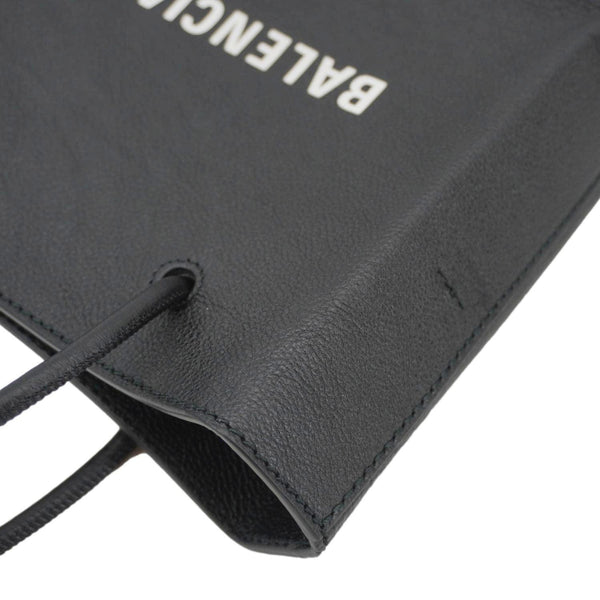 BALENCIAGA Leather Shopping Tote Shoulder Bag Black