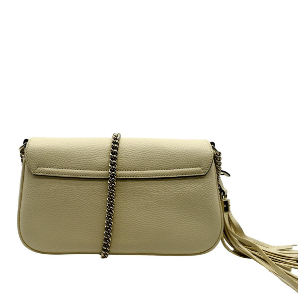 GUCCI Soho GG Flap Leather Chain Shoulder Bag Ivory 536224