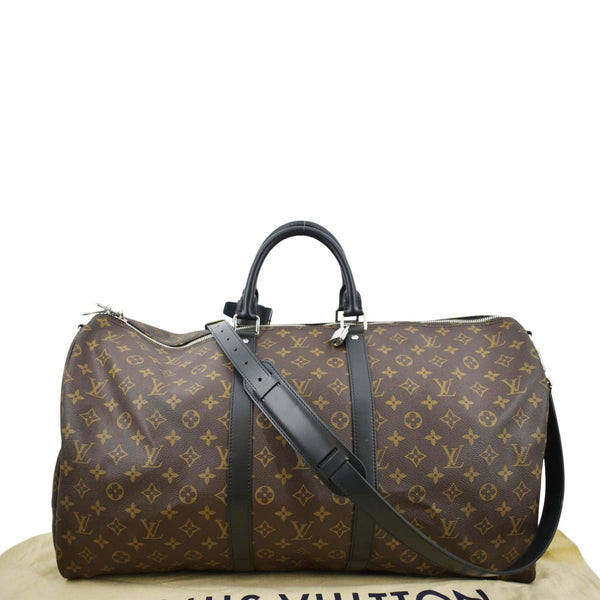 LOUIS VUITTON Keepall 55 Bandouliere Monogram Canvas Travel Bag Brown