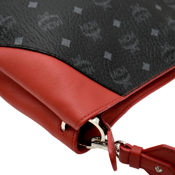 MCM Klara Visetos Medium Monogram Leather Hobo Bag Black