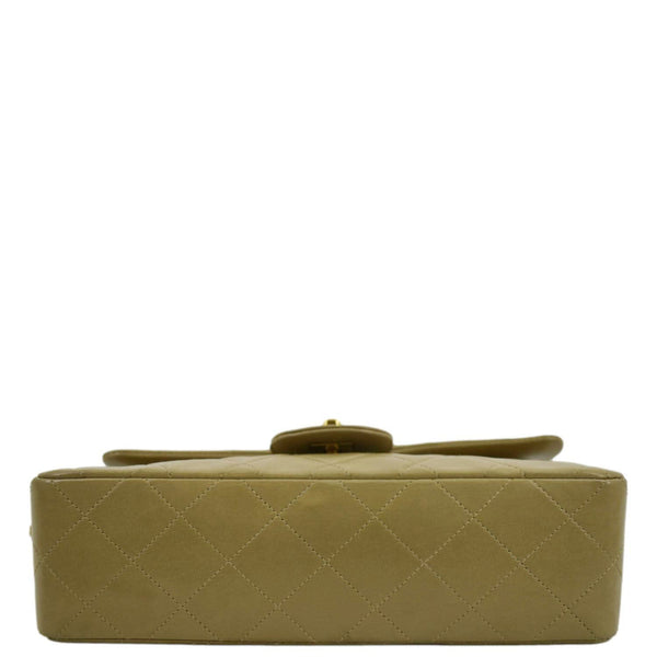 CHANEL Classic Double Flap Leather Shoulder Bag Beige