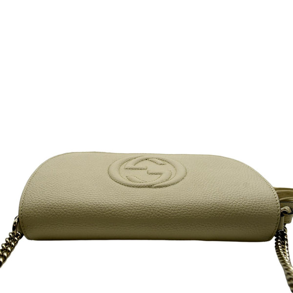 GUCCI Soho GG Flap Leather Chain Shoulder Bag Ivory 536224