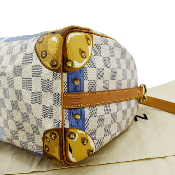 LOUIS VUITTON Summer Trunks Speedy Damier Azur Satchel Shoulder Bag White