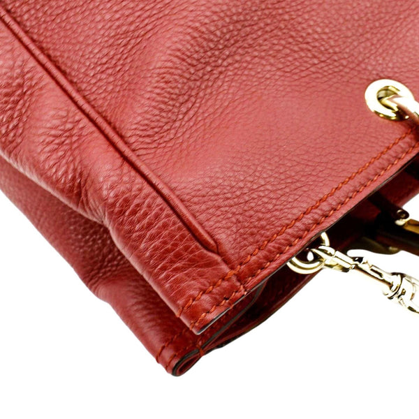GUCCI Bamboo Shopper Leather Top Handle Shoulder Bag Red 323660