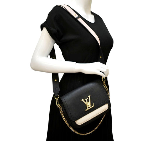 LOUIS VUITTON Lockme Tender Grained Calfskin Leather Shoulder Bag Black