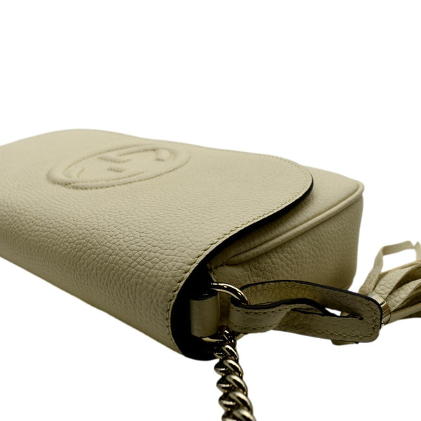 GUCCI Soho GG Flap Leather Chain Shoulder Bag Ivory 536224