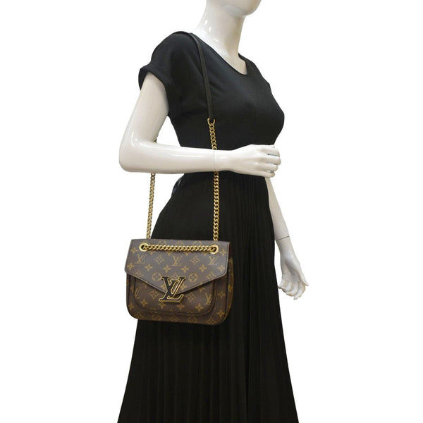 LOUIS VUITTON Passy NM Monogram Canvas Shoulder Bag Brown