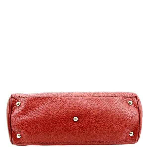 GUCCI Bamboo Shopper Leather Top Handle Shoulder Bag Red 323660