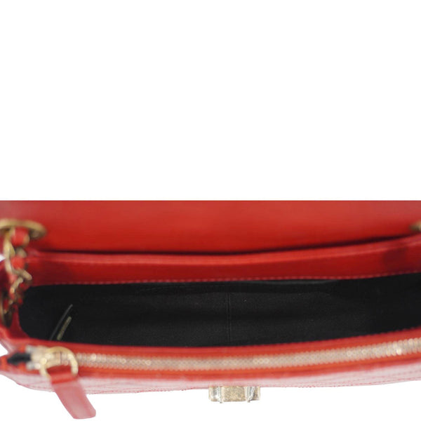 CHANEL Coco Curve Flap Small Quilted Calfskin Leather Messenger Bag Red