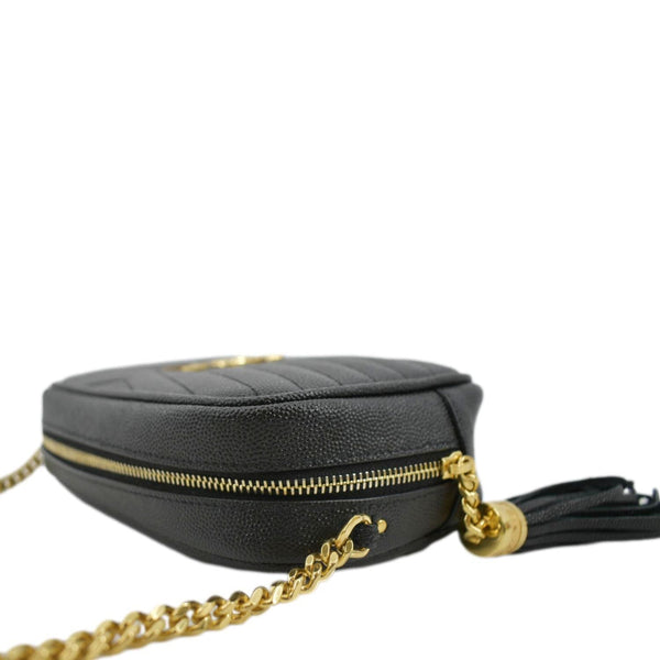 YVES SAINT LAURENT Lou Chevron Leather Camera Crossbody Bag Black