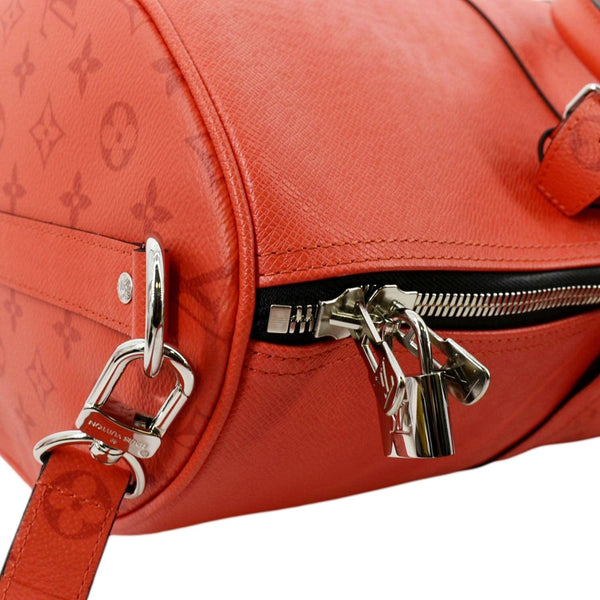 LOUIS VUITTON Keepall 50 Bandouliere Monogram Taiga Leather Travel Bag Red