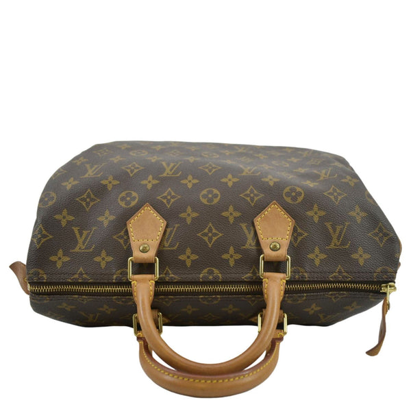 LOUIS VUITTON Speedy 35 Monogram Canvas Satchel Bag Brown