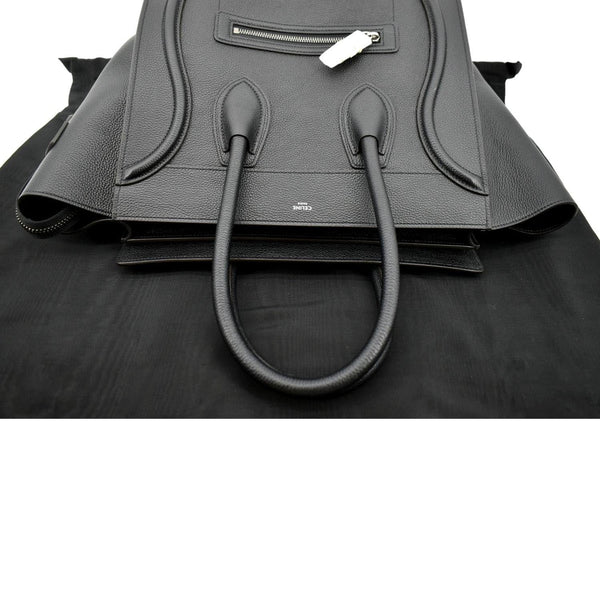 CELINE Drummed Mini Luggage Calfskin Leather Tote Bag Black