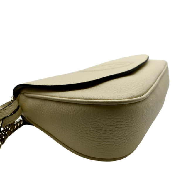 GUCCI Soho GG Flap Leather Chain Shoulder Bag Ivory 536224