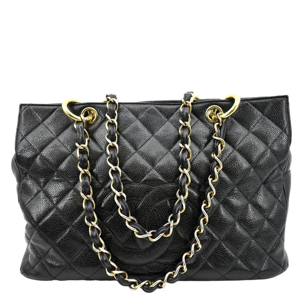 CHANEL Grand Shopping Caviar Leather GST Tote Bag Black