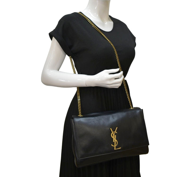 YVES SAINT LAURENT Kate Reversible Medium Leather Crossbody Bag Black